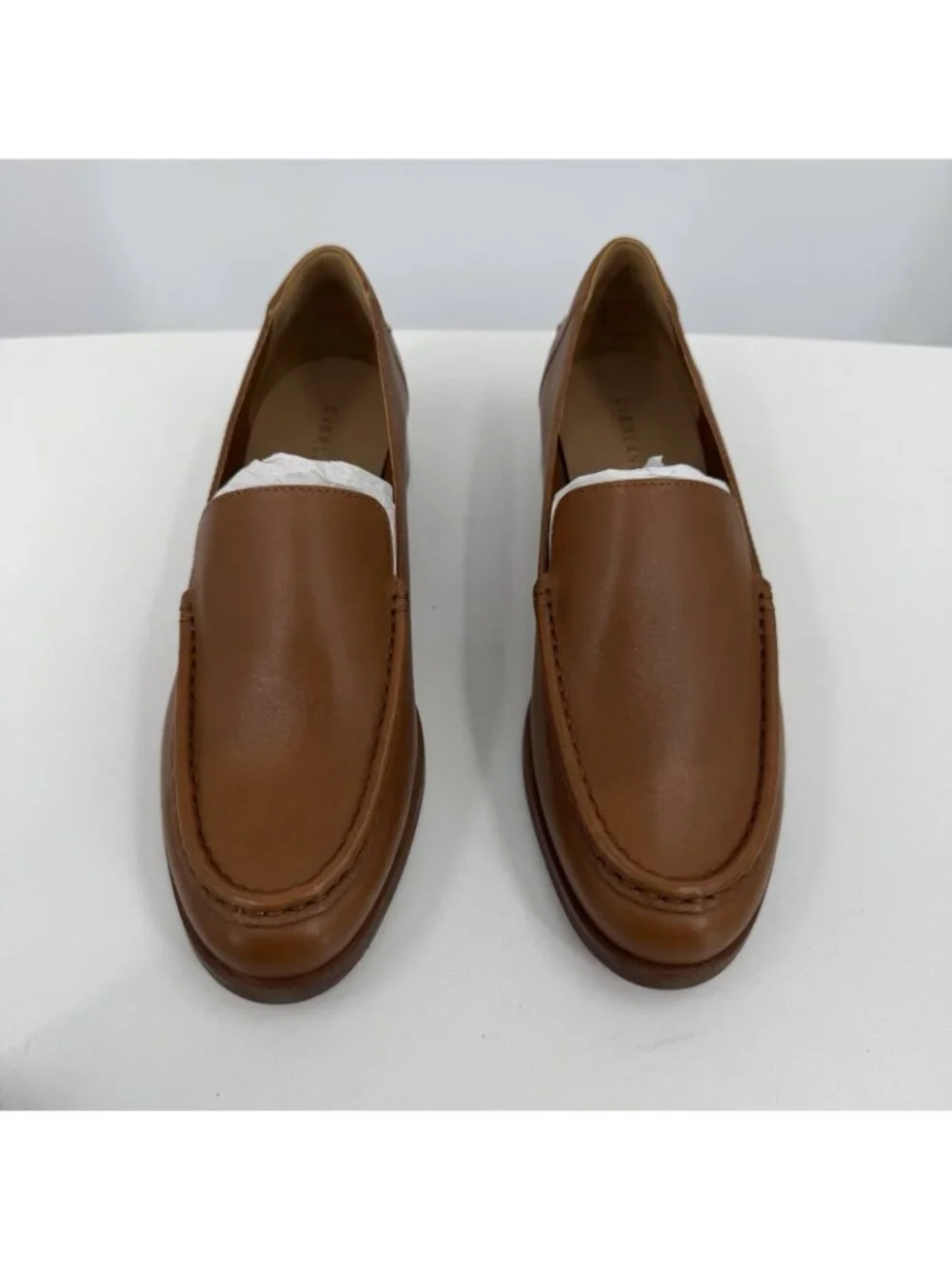 Everlane The Modern Loafer in Camel-Tan Leather sz 9.5 Stacked Heel Cushioned